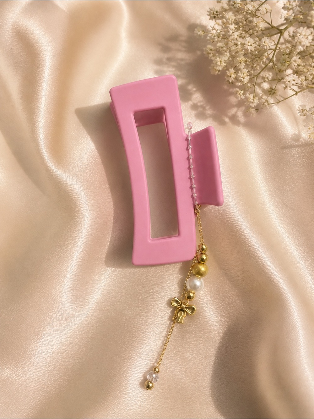 🎀 Pink Fashion Hair Claw Clip w/ Charm